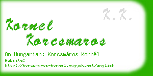 kornel korcsmaros business card